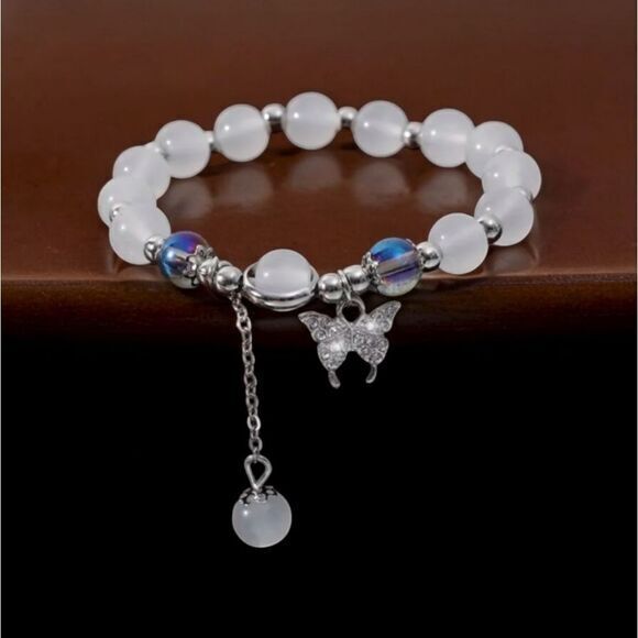 Charm glass‎ beaded butterfly bracelet - Picture 1 of 4